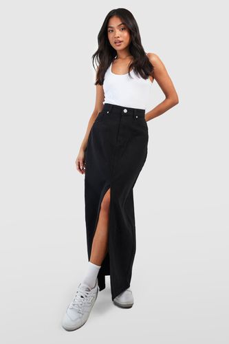 Womens Petite Denim Split Front Maxi Skirt - - 8 - boohoo - Modalova