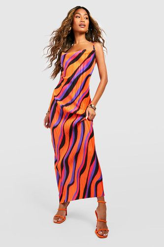 Womens Abstract Printed Plisse Cowl Maxi Dress - - 10 - boohoo - Modalova