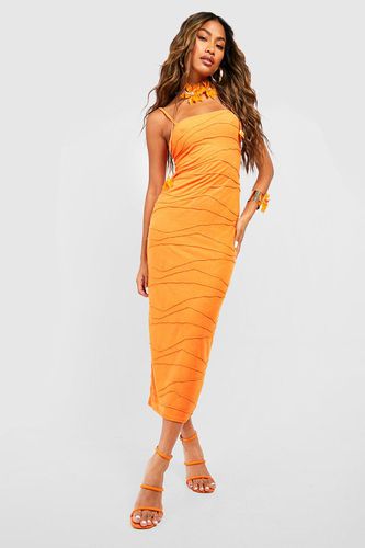 Womens Textured Seam Strappy Detail Midaxi Dress - - 10 - boohoo - Modalova