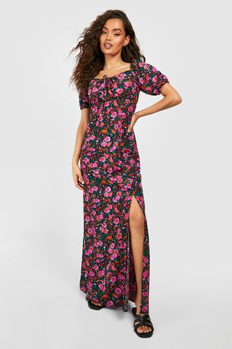 Womens Floral Ruched Detail Maxi Dress - - 10 - boohoo - Modalova