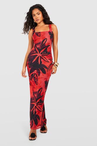 Womens Tropical Mesh Printed Maxi Dress - - 18 - boohoo - Modalova