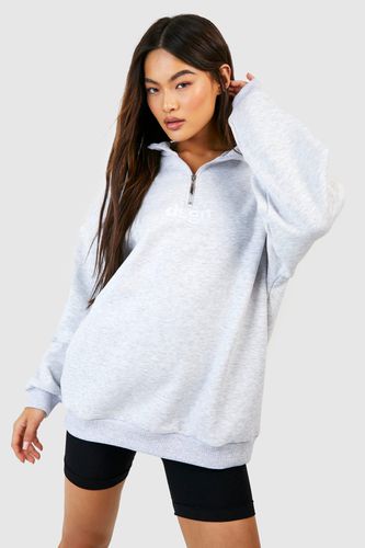 Womens Dsgn Studio Slogan Oversized Half Zip Sweatshirt - - XS - boohoo - Modalova