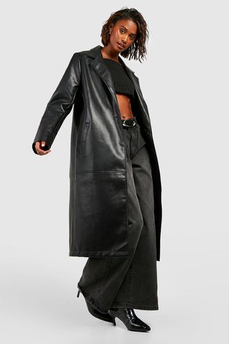 Womens Faux Leather Longline Jacket - - 16 - boohoo - Modalova
