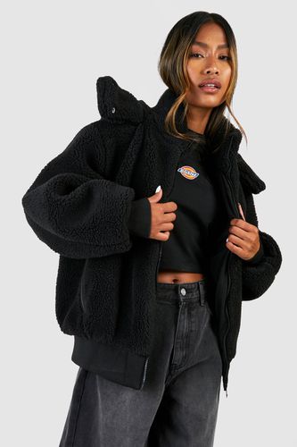 Womens Hooded Faux Fur Zip Detail Jacket - - 12 - boohoo - Modalova