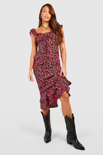 Womens Tall Floral Sweetheart Ruffle Midaxi Dress - - 8 - boohoo - Modalova