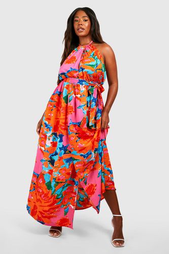 Womens Plus Floral Halter Neck Maxi Dress - - 20 - boohoo - Modalova