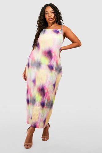 Womens Plus Abstract Printed Plisse Maxi Dress - - 16 - boohoo - Modalova