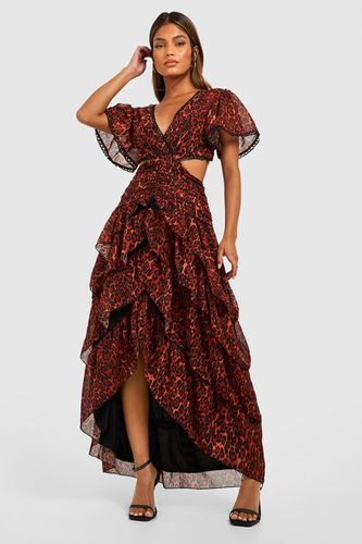Womens Leopard Print Cut Out Midi Dress - - 10 - boohoo - Modalova
