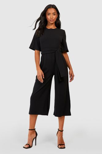 Womens Petite Belted Culotte Jumpsuit - - 12 - boohoo - Modalova