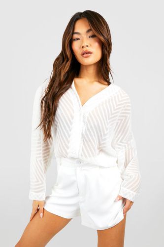 Womens Textured Relaxed Fit Volume Sleeve Blouse - - 14 - boohoo - Modalova