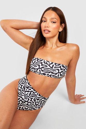 Womens Tall Geo Print Bandeau High Waist Bikini Set - - 12 - boohoo - Modalova