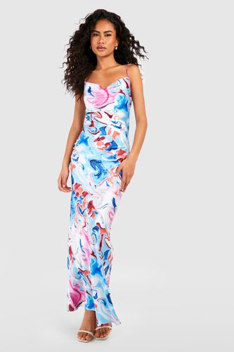 Womens Marble Printed Strappy Maxi Dress - - 8 - boohoo - Modalova