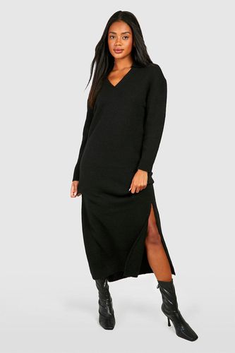 Womens Polo Collar Soft Knit Fine Gauge Maxi Dress - - 12 - boohoo - Modalova