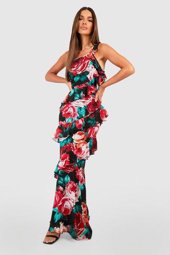 Womens Floral Ruffle Asymmetric Maxi Dress - - 18 - boohoo - Modalova