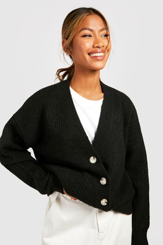 Womens Asymmetric Button Soft Knit Cardigan - - M - boohoo - Modalova