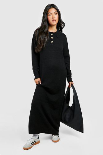 Womens Maternity Polo Button Collar Knitted Maxi Dress - - 12 - boohoo - Modalova