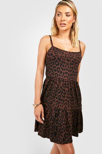 Womens Leopard Swing Beach Mini Dress - - M - boohoo - Modalova