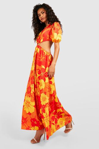 Womens Ring Detail Floral Cut Out Maxi Dress - - 10 - boohoo - Modalova