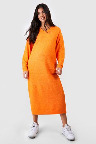 Womens Maternity Slouchy Soft Knit Maxi Knitted Dress - - 10 - boohoo - Modalova