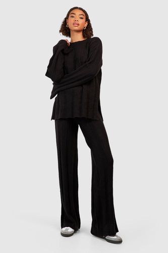 Womens Tall Soft Knit Wide Rib Jumper And Flares Knitted Co-ord - - S - boohoo - Modalova