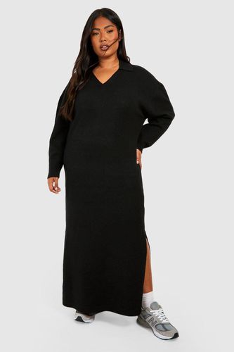 Womens Plus Soft Rib Polo Midaxi Dress - - 16 - boohoo - Modalova
