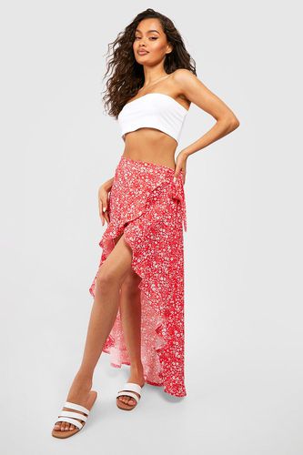 Womens Wrap Ruffle Hem Floral Maxi Skirt - - 10 - boohoo - Modalova