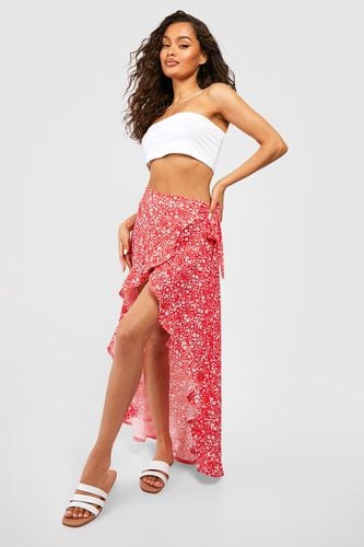 Womens Wrap Ruffle Hem Floral Maxi Skirt - - 6 - boohoo - Modalova