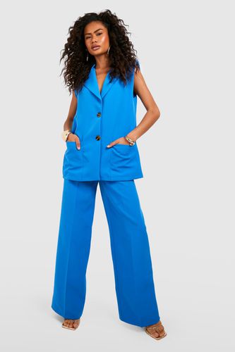 Womens Relaxed Fit Wide Leg Tailored Trousers - - 12 - boohoo - Modalova