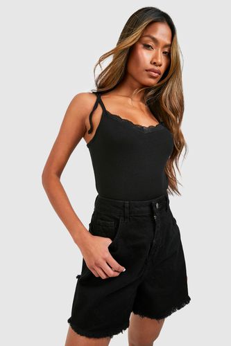 Womens Lace Trim Tie Shoulder Vest - - XS - boohoo - Modalova