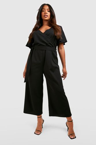 Womens Plus Ruffle Tie Belt Culotte Jumpsuit - - 18 - boohoo - Modalova