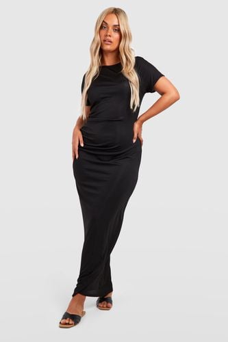 Womens Plus Rib Oversized Rouched Maxi Dress - - 24 - boohoo - Modalova