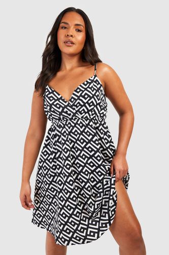 Womens Plus Geo Print Strappy Sun Dress - - 18 - boohoo - Modalova