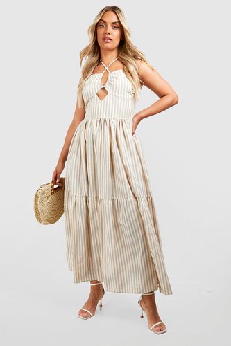 Womens Plus Woven Halterneck Stripe Maxi Dress - - 18 - boohoo - Modalova