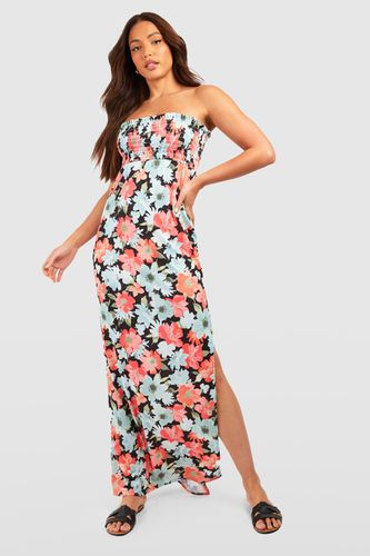 Womens Tall Floral Shirred Bandeau Maxi Dress - - 10 - boohoo - Modalova