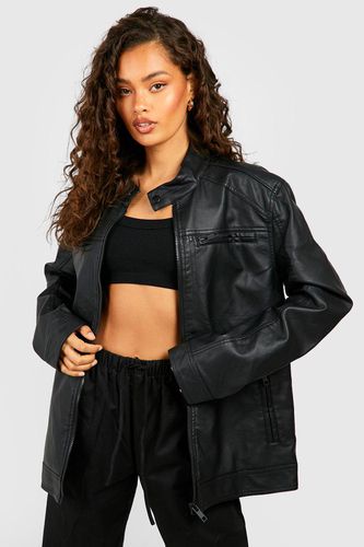Womens Oversized Faux Leather Zip Detail Jacket - - L - boohoo - Modalova