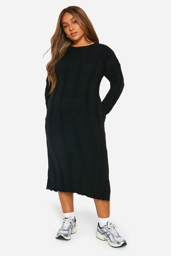 Womens Plus Wide Rib Knitted Midaxi Dress - - 16 - boohoo - Modalova