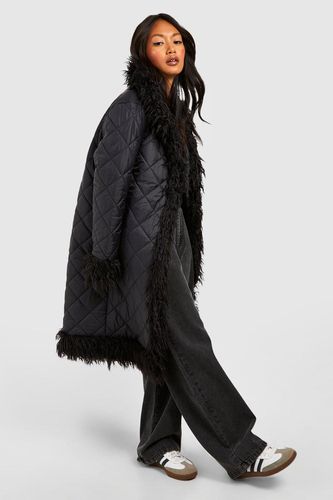 Womens Faux Fur Trim Longline Puffer Jacket - - 10 - boohoo - Modalova