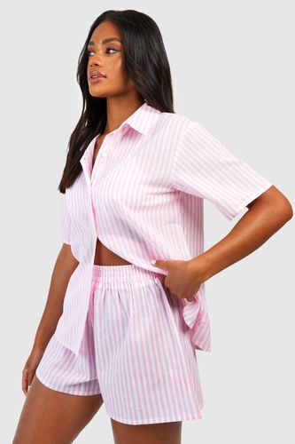 Womens Cotton Pinstripe Pyjama Short - - 10 - boohoo - Modalova