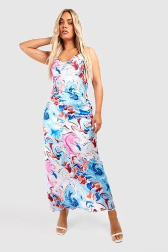 Womens Plus Marble Printed Satin Maxi Dress - - 16 - boohoo - Modalova