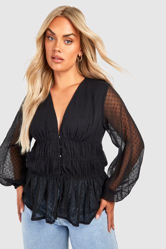 Womens Plus Dobby Rouched Blouse - - 18 - boohoo - Modalova