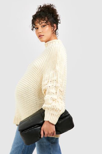 Womens Maternity Premium Chunky Knit Roll Neck Jumper - - S - boohoo - Modalova