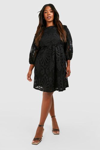 Womens Plus Premium Lace Puff Sleeve Smock Dress - - 20 - boohoo - Modalova
