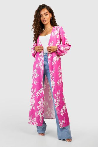 Womens Floral Print Woven Belted Kimono - - S - boohoo - Modalova