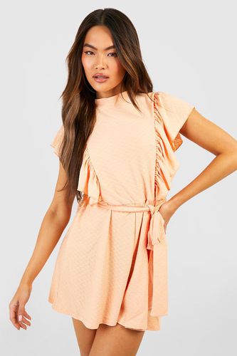 Womens Textured Tie Playsuit - - 10 - boohoo - Modalova