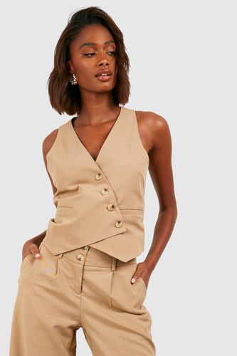 Womens Mock Horn Asymmetric Tailored Waistcoat - - 16 - boohoo - Modalova