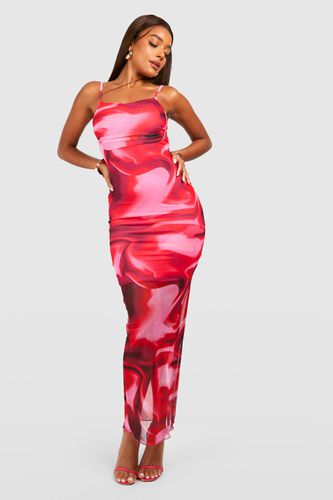 Womens Abstract Marble Mesh Maxi Slip Dress - - 14 - boohoo - Modalova
