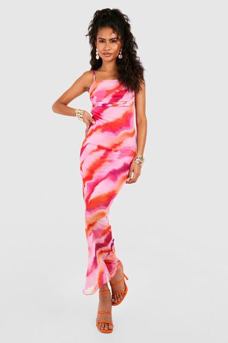 Womens Abstract Print Mesh Maxi Slip Dress - - 12 - boohoo - Modalova
