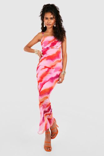 Womens Abstract Print Mesh Maxi Slip Dress - - 18 - boohoo - Modalova