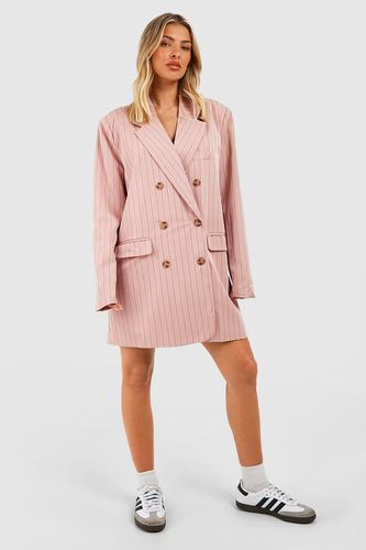 Womens Premium Pinstripe Oversized Blazer Dress - - 10 - boohoo - Modalova