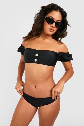 Womens Pearl Detail Short Sleeve Padded Bikini Set - - 10 - boohoo - Modalova